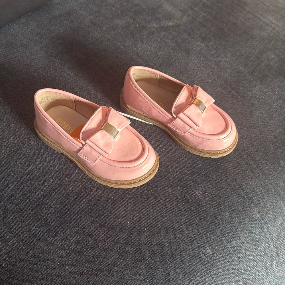 Kids Pink Bow Loafers